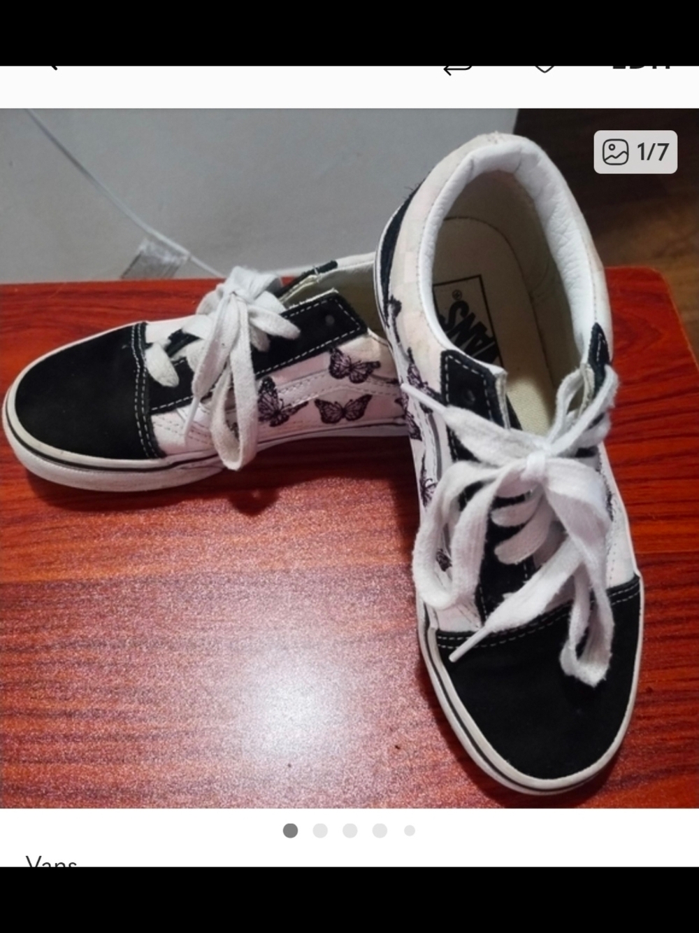 Old Skool Vans Black & White Butterfly Size 1.5